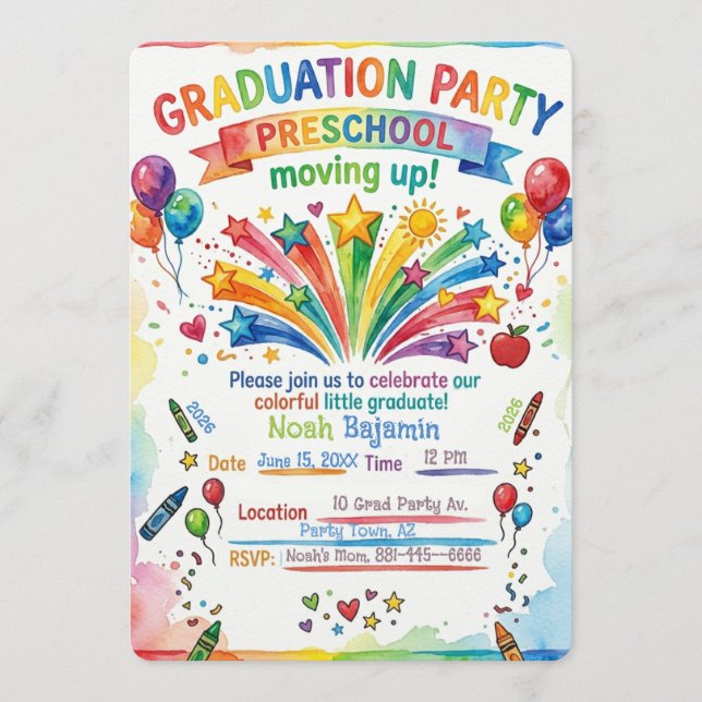 Convite de Graduação de Pré-Escola - Festa com Tem (Frente)