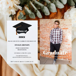 Convite de graduação de script minimalista