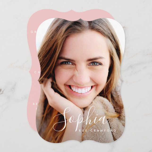 Convite de graduação de texto de script (Frente/Verso)