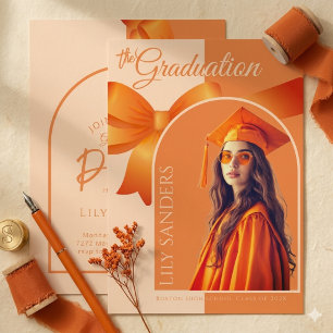 Convite de Graduação Laranja Foto da Turma de 20