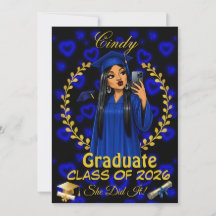 Convite de Graduação Latina Turma de Evite Azul Do