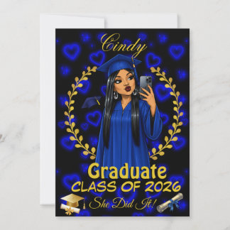 Convite de Graduação Latina Turma de Evite Azul Do