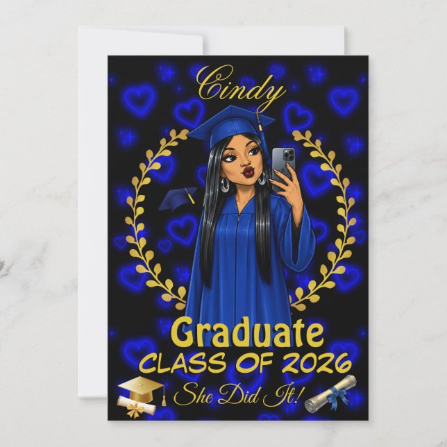 Convite de Graduação Latina Turma de Evite Azul Do (Frente)