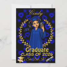 Convite de Graduação Latina Turma de Evite Azul Do