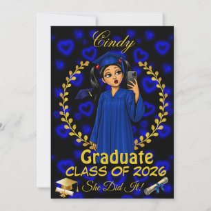 Convite de Graduação Latina Turma de Evite Azul Do
