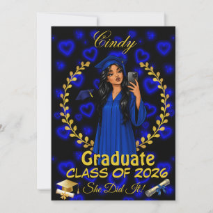 Convite de Graduação Latina Turma de Evite Azul Do