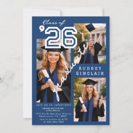 Convite de Graduação Moderno Azul da Turma de 2026