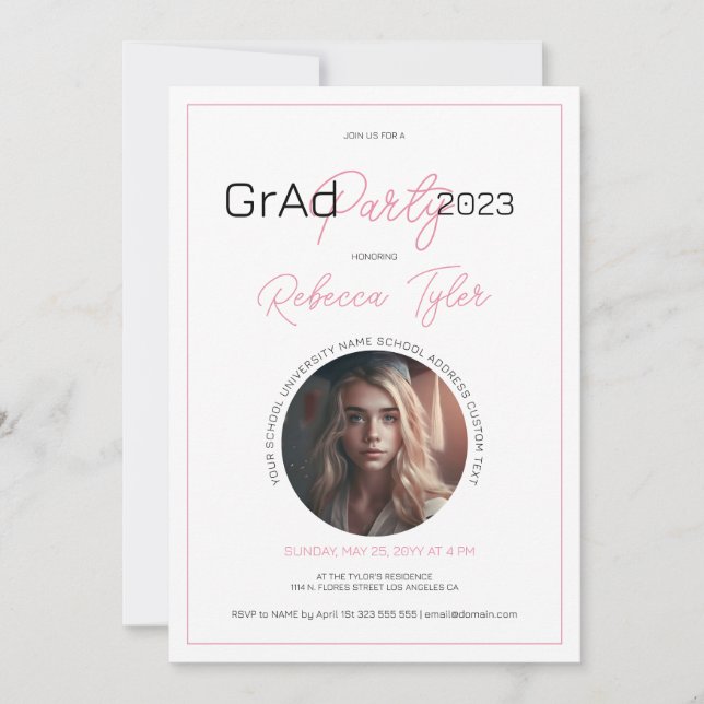 Convite de Graduação Personalizado com Foto e Text (Frente)