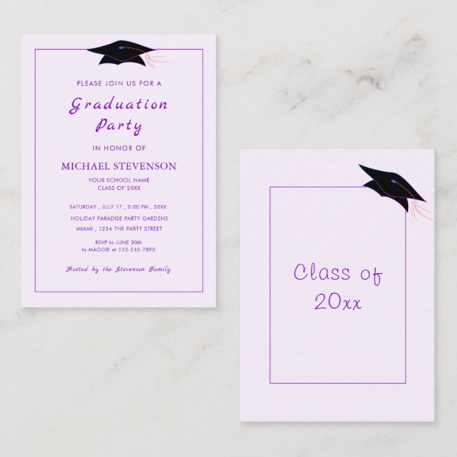 Convite de graduação personalizado Modelo de suas  (Frente/Verso)