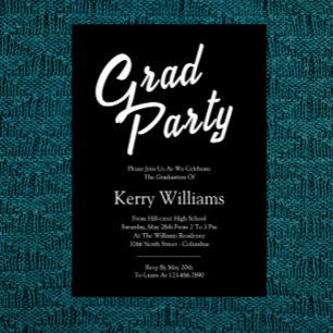 Convite de Graduação Preto e Branco Minimalista Si