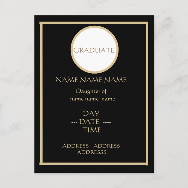 CONVITE DE GRADUAÇÃO PRETO E OURO (Frente)