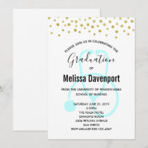 Convite de Graduada em Enfermagem Azul Pastel Eleg