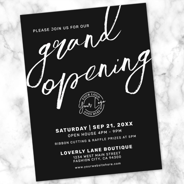 Convite de Grande Abertura de Negócios com Logotip (Modern Pink Logo Business Grand Opening Invitation Postcard)