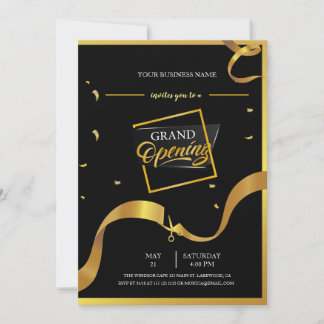Convite de grande abertura para logotipos preto e 