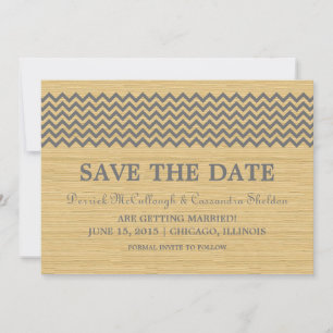 Convite de Gray Rustic Chevron para Salvar a Data