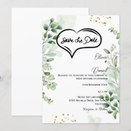 Convite de Greenery Rustic Save The Date