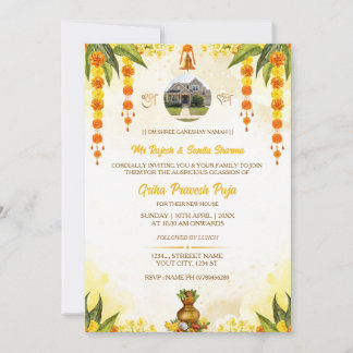 Convite de Griha Pravesh Hindu com Foto