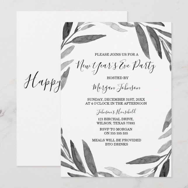 Convite de Grupo de Véspera de ano novo de Script  (Frente/Verso)