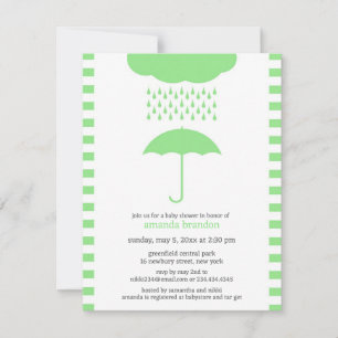 Convite de guarda-chuva verde neutro do chá de fra