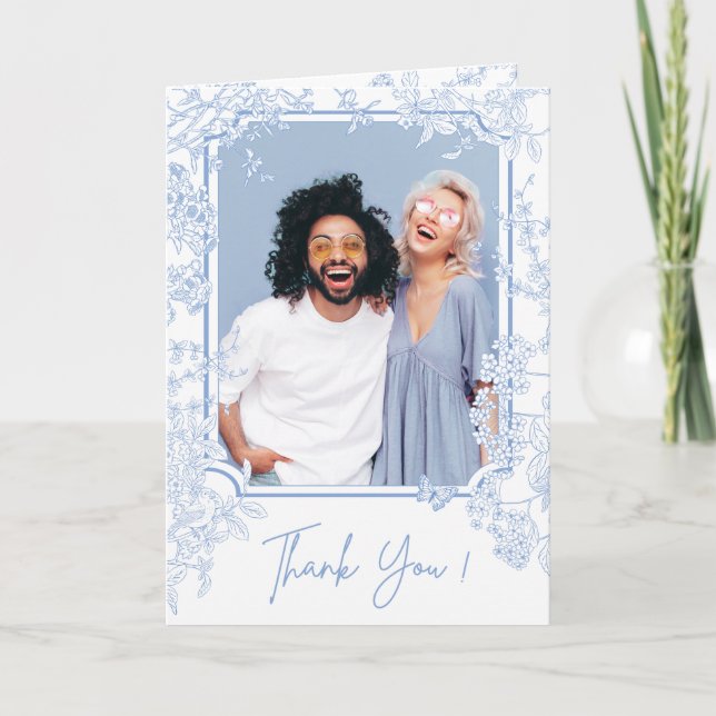 Convite de Guarda Data de Casamento Blue Chinoiser (Frente)