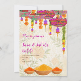 Convite de Haldi de casamento e convites de Haldi 
