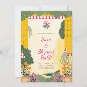 Convite de Haldi Jardim Floral de Marigold com P