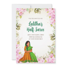 Convite de Half Saree para evento de Saree indiano