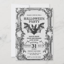 Convite de Halloween Antigo com Esqueletos & Morce
