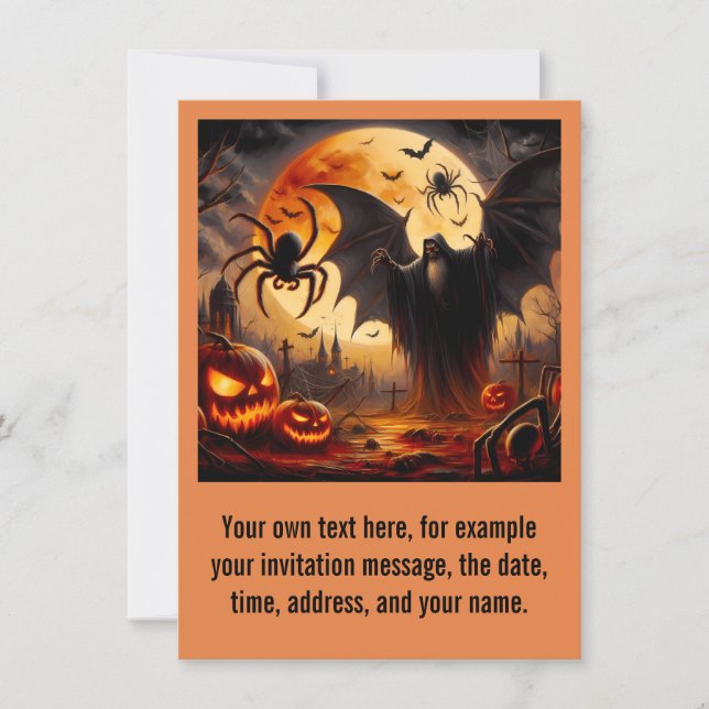 Convite de Halloween Assombrado Personalizável (Frente)
