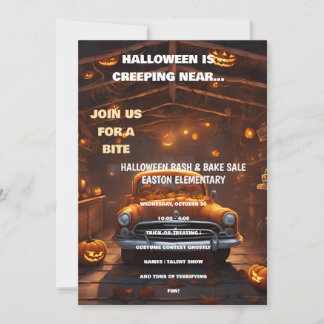 Convite de Halloween Bash com Carro Laranja