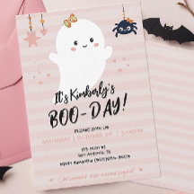 Convite de Halloween BOOday Kawaii Ghost