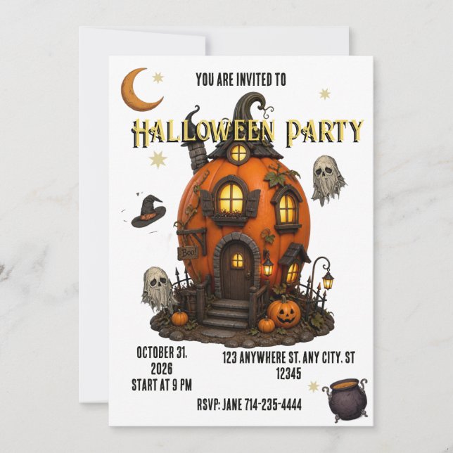 Convite de Halloween Casa Assombrada convite  (Frente)