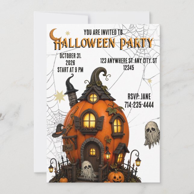 Convite de Halloween Casa Assombrada convite  (Frente)