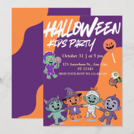 Convite de Halloween Colorido para Crianças com Mo