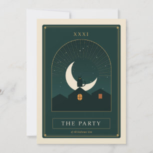 Convite de Halloween com Carta de Tarot Mágico