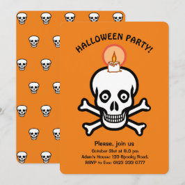 Convite de Halloween com caveiras assustadoras em