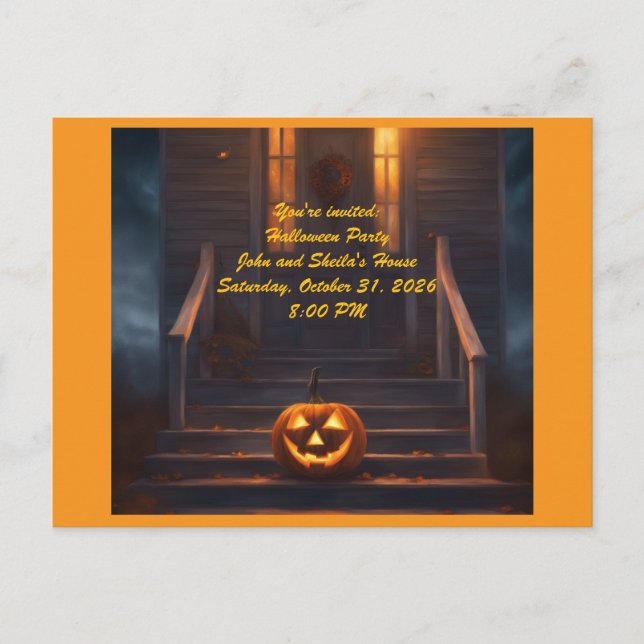 Convite de Halloween com Jack-o-Lantern (Frente)