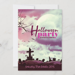 Convite de Halloween Cor-de-Rosa para Cemitério so