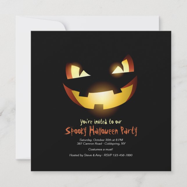 Convite de Halloween de Abóbora Aterradora (Frente)