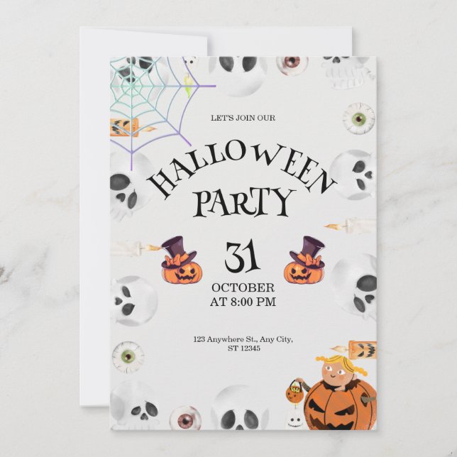Convite de Halloween de Abóbora, Noite de Hallowee (Frente)
