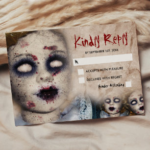 Convite de Halloween de Boneca Zumbi Assustadora A