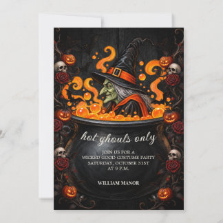 Convite de Halloween de Caldeirão de Bruxa Caprich