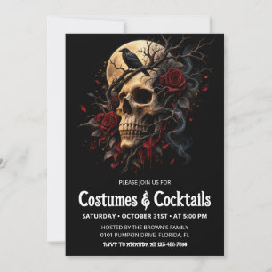 Convite de Halloween de Crânio Assustador para Fes