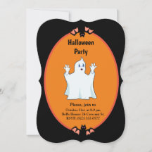 Convite de Halloween de Fantasmas e Morcegos Moder