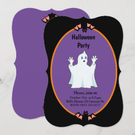 Convite de Halloween de Fantasmas e Morcegos Moder