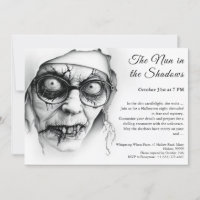 Convite de Halloween de Freira Assustadora Religiã