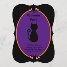Convite de Halloween de Gato Preto & Morcegos Mode