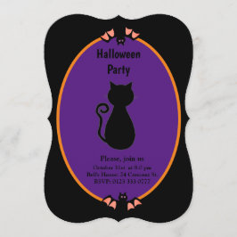Convite de Halloween de Gato Preto & Morcegos Mode
