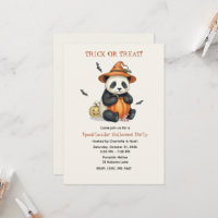 Convite de Halloween de Panda Abobora Fofa