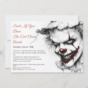 Convite de Halloween do Palhaço Mau – Sorriso Sini
